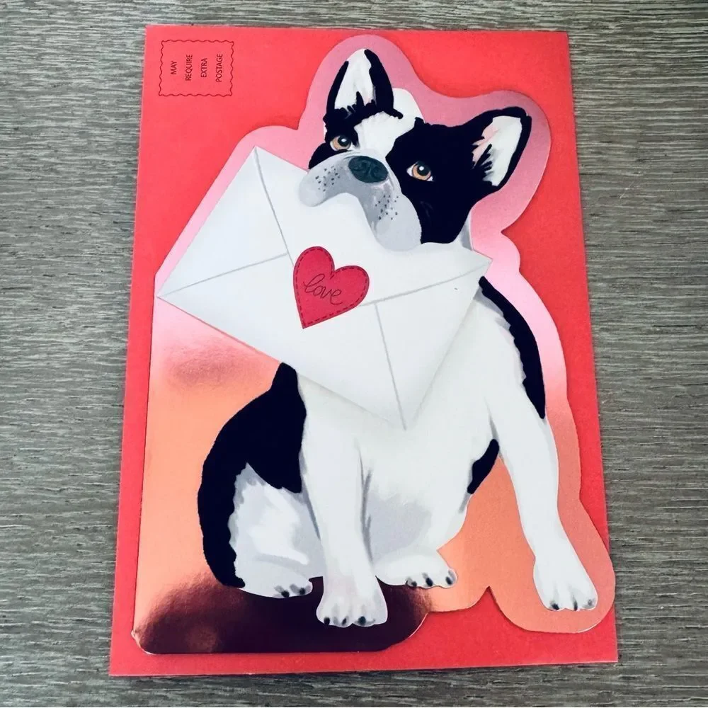 Valentine Boston Terrier Frenchie Dog Greeting Card
